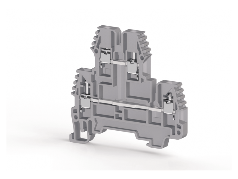 Klemsan 2,5mm2,screw type,1 input 1 output double deck terminal block,Insulation material PA,Grey; 325249 Klemsan 2,5mm2,screw type,1 input 1 output double deck terminal block,Insulation material PA,Grey; 325249