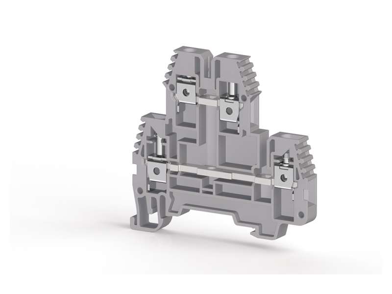 Klemsan 4 mm2, Screw connection, Double-level 1 In 1 Out terminal block, Insulation material PA, Grey; 325349 Klemsan 4 mm2, Screw connection, Double-level 1 In 1 Out terminal block, Insulation material PA, Grey; 325349