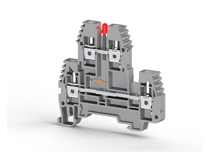Klemsan 4mm2,screw type,24V AC with Led,double deck terminal block,Insulation material PA,Grey,PIK 4NLD ; 319319 Klemsan 4mm2,screw type,24V AC with Led,double deck terminal block,Insulation material PA,Grey,PIK 4NLD ; 319319